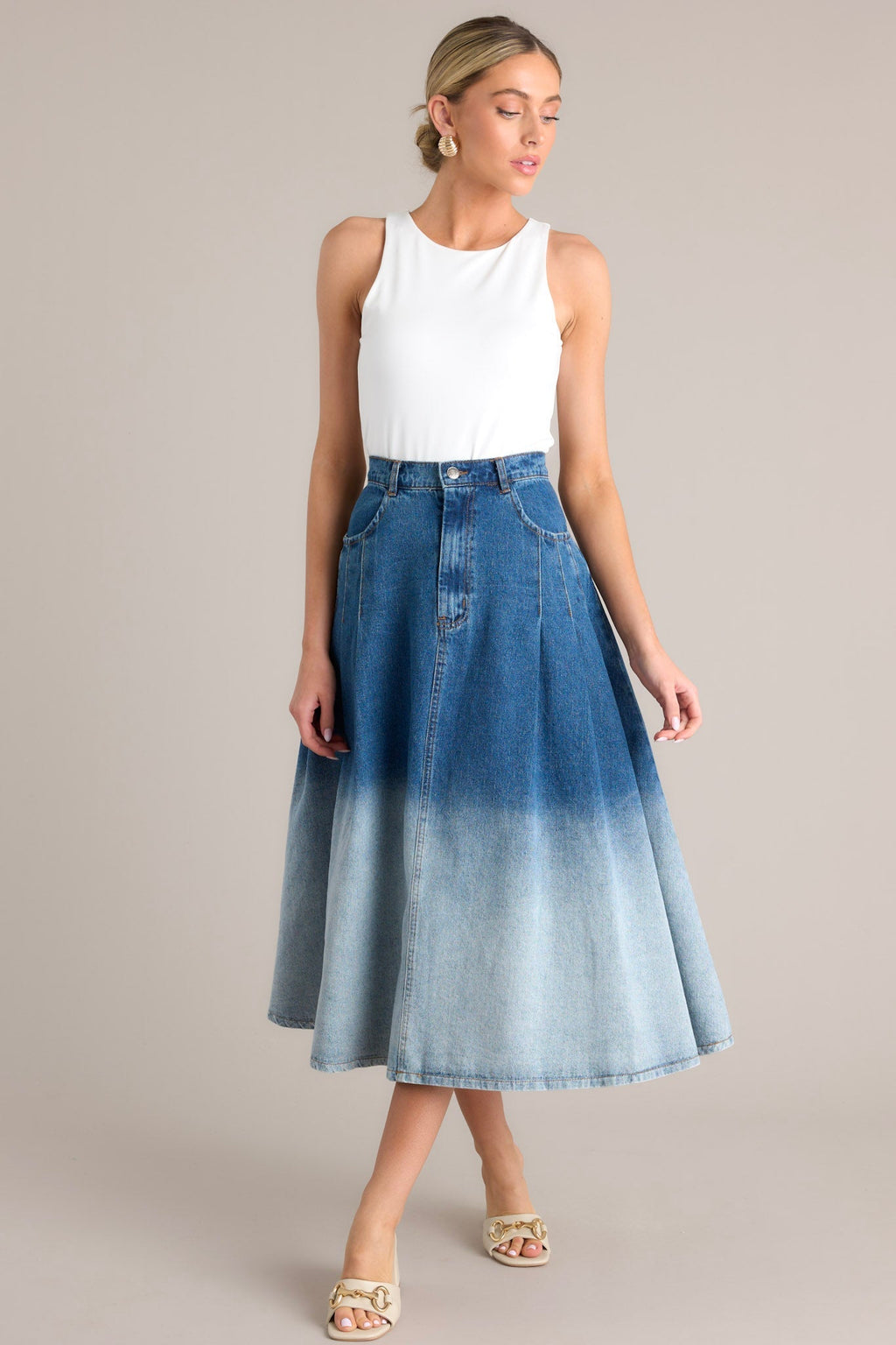 Urban Blues Ombr?Denim Midi Skirt