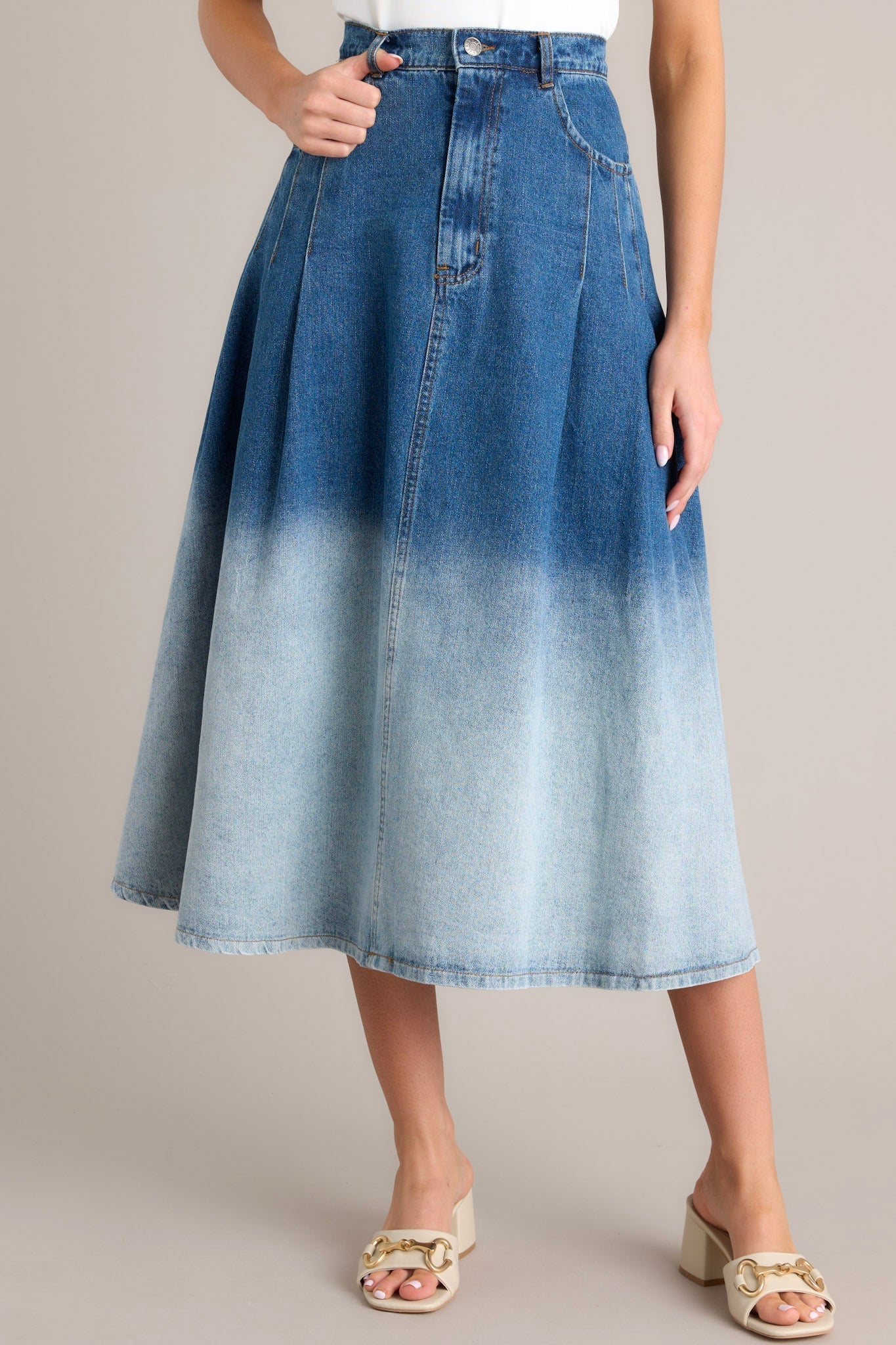 Urban Blues Ombr?Denim Midi Skirt