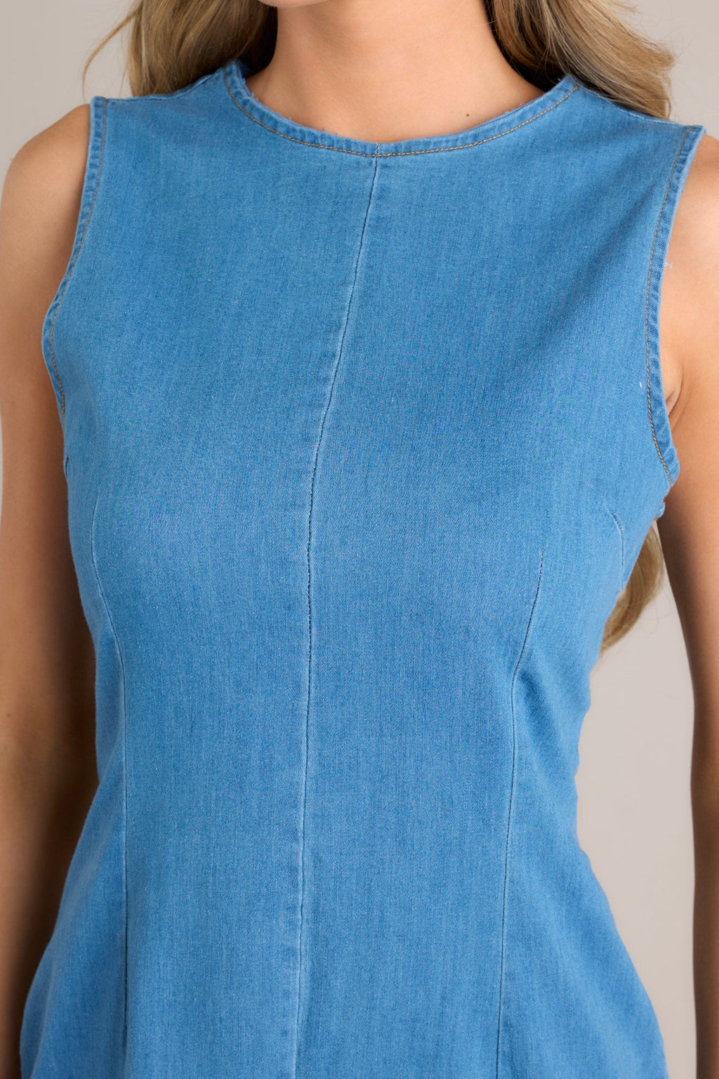 Unfolding Chapter Medium Wash Chambray Midi Dress
