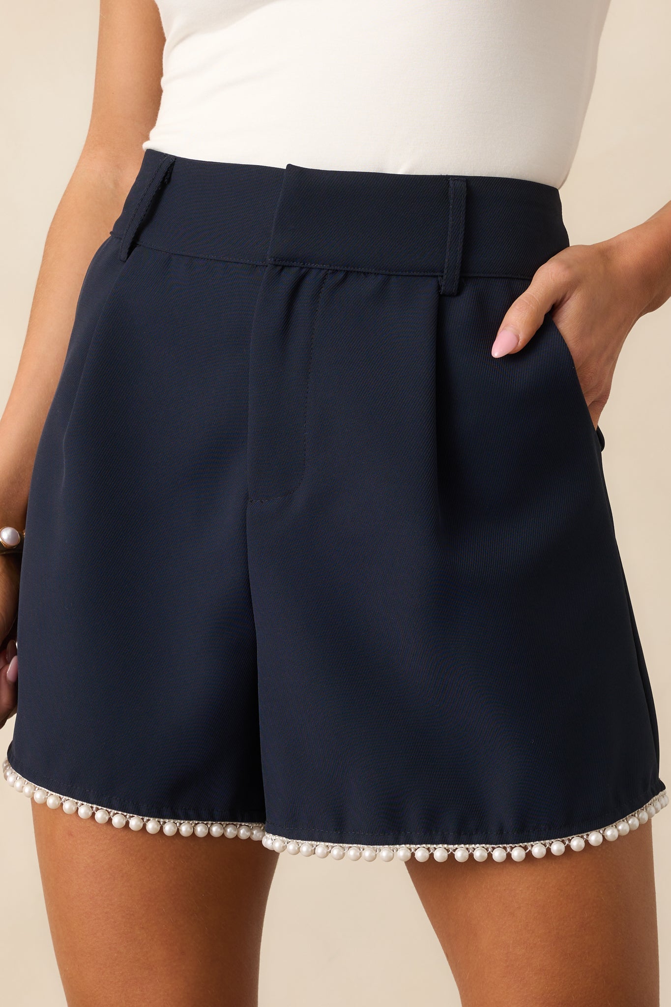 Twilight Venture Navy Pearl Trim Shorts