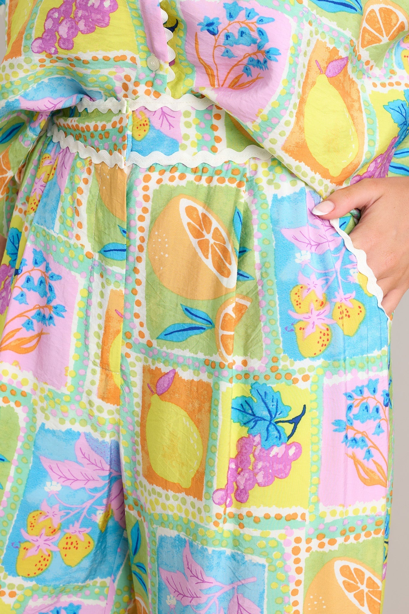 Fruitful Fun Green Tropical Print Pants