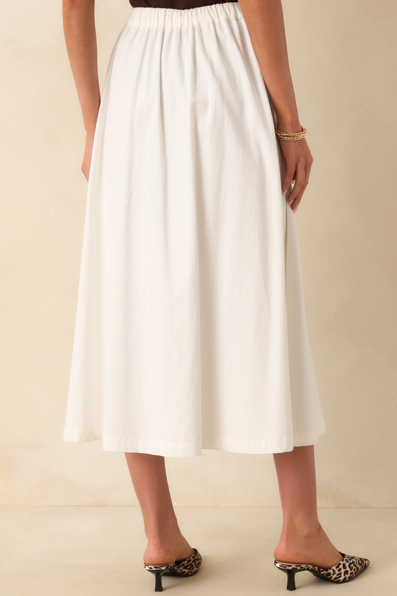 Countryside Charm 100% Cotton Ivory Midi Skirt