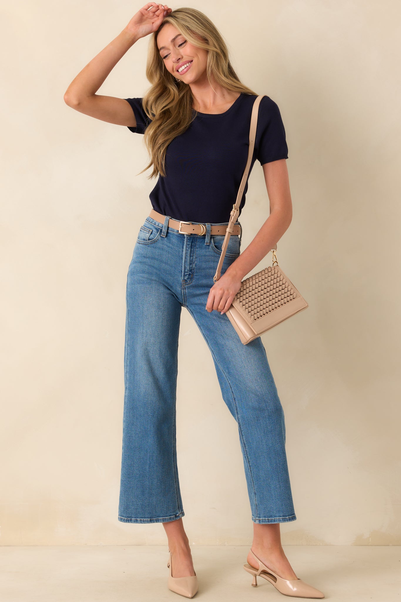 Into The Clouds Medium Wash Cropped Wide Leg Jeans
