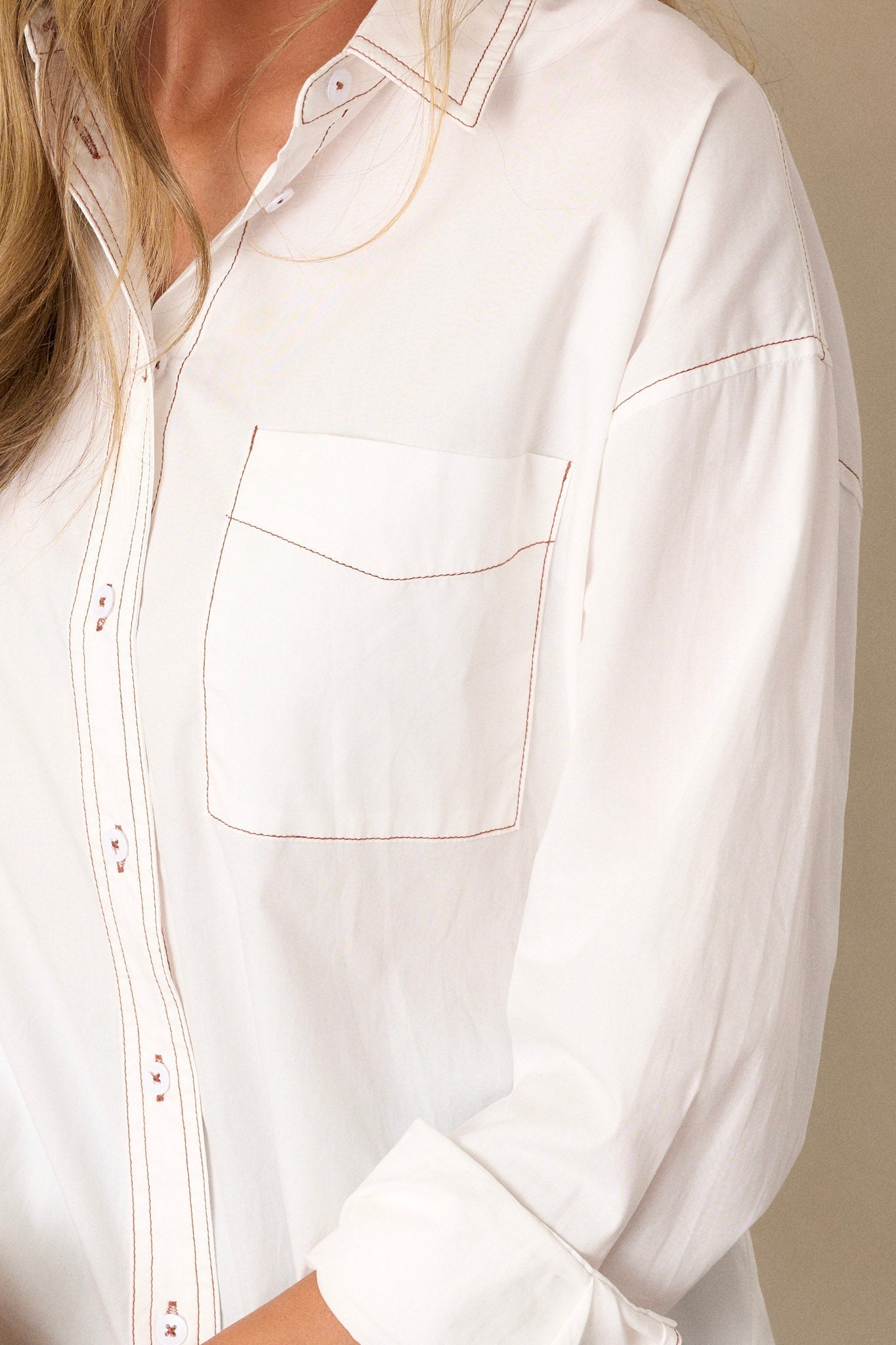 Inside Scoop Cotton Ivory Button Front Top