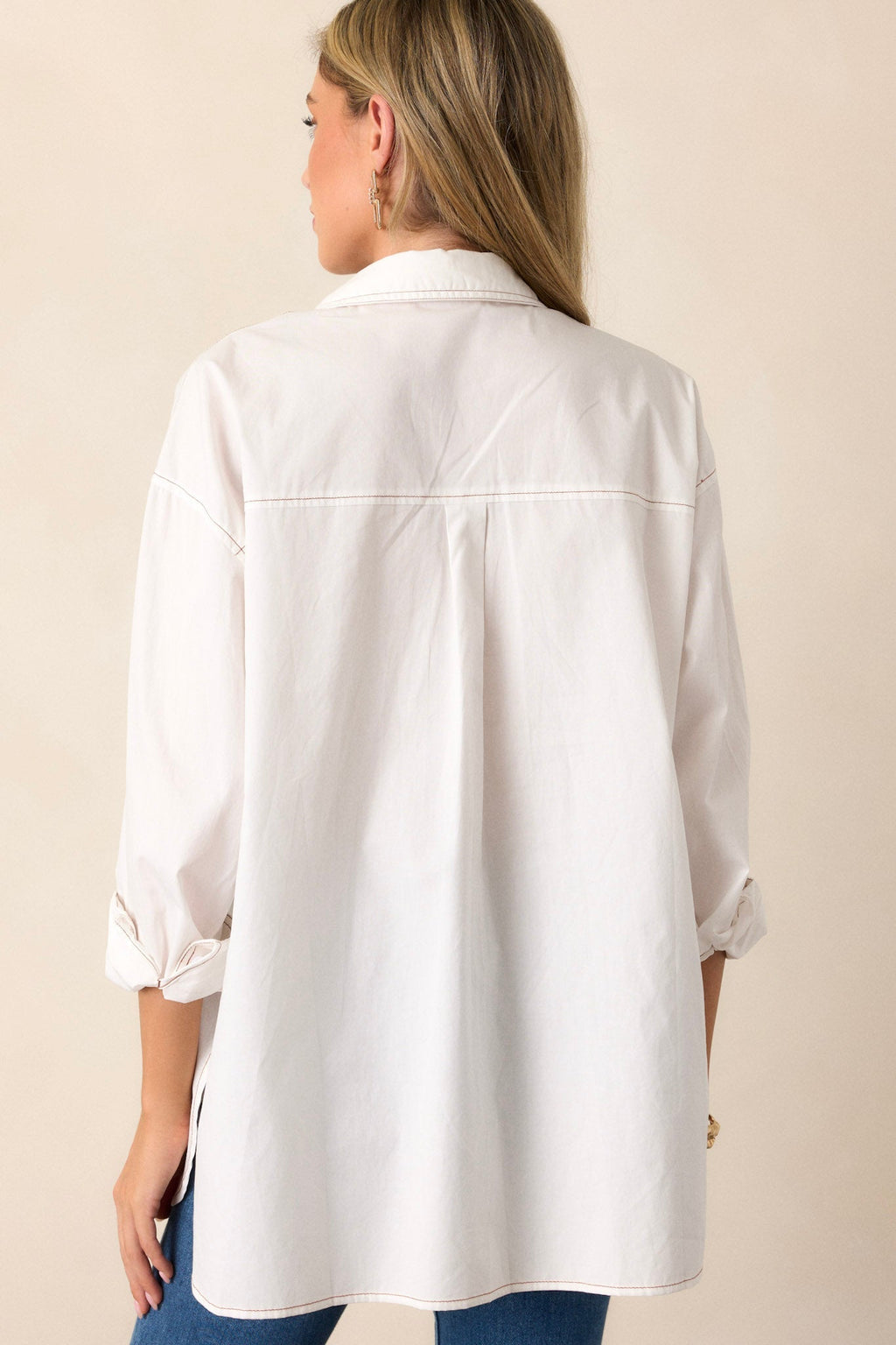 Inside Scoop Cotton Ivory Button Front Top