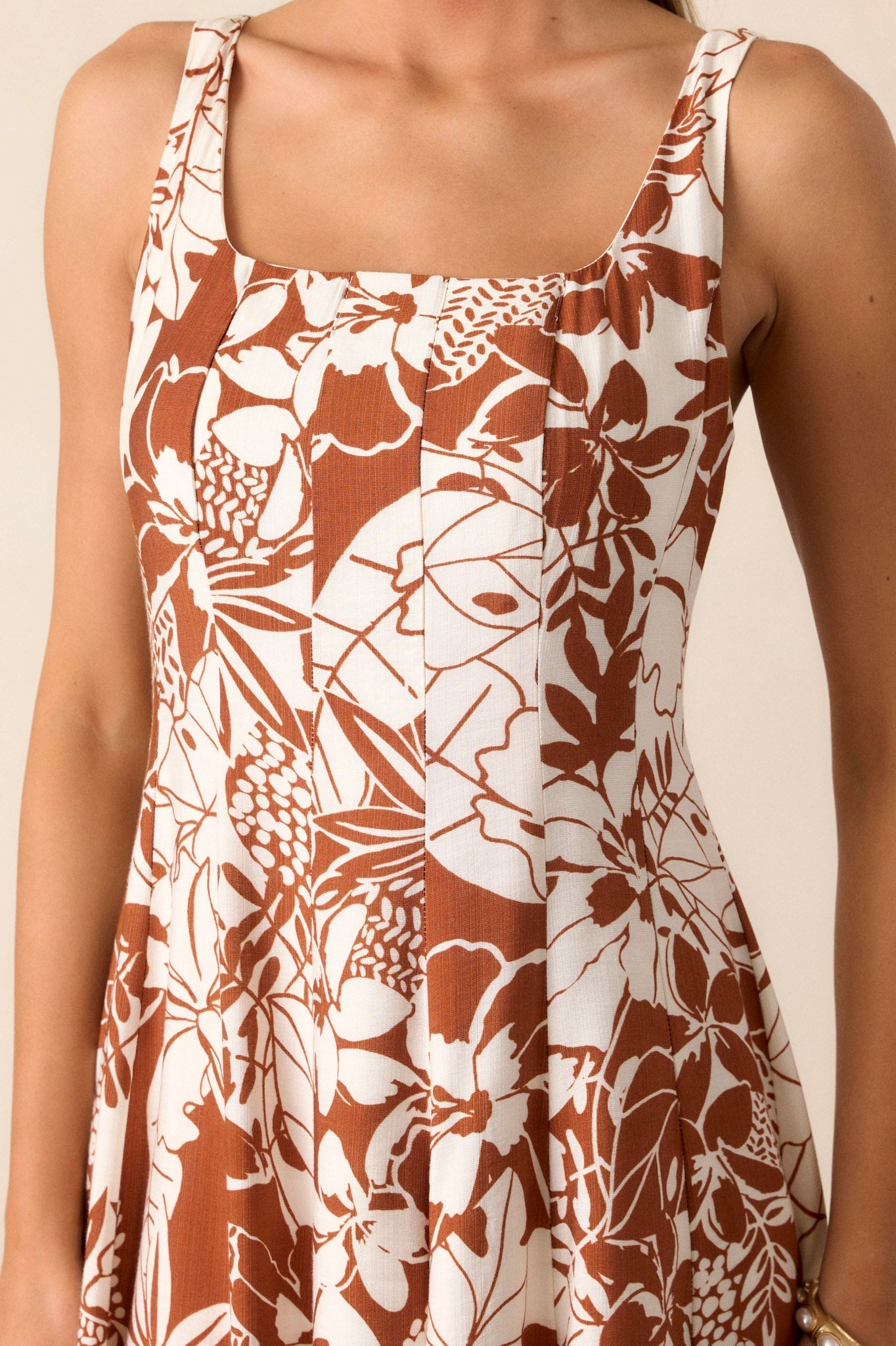 Young Love Caramel Floral Midi Dress