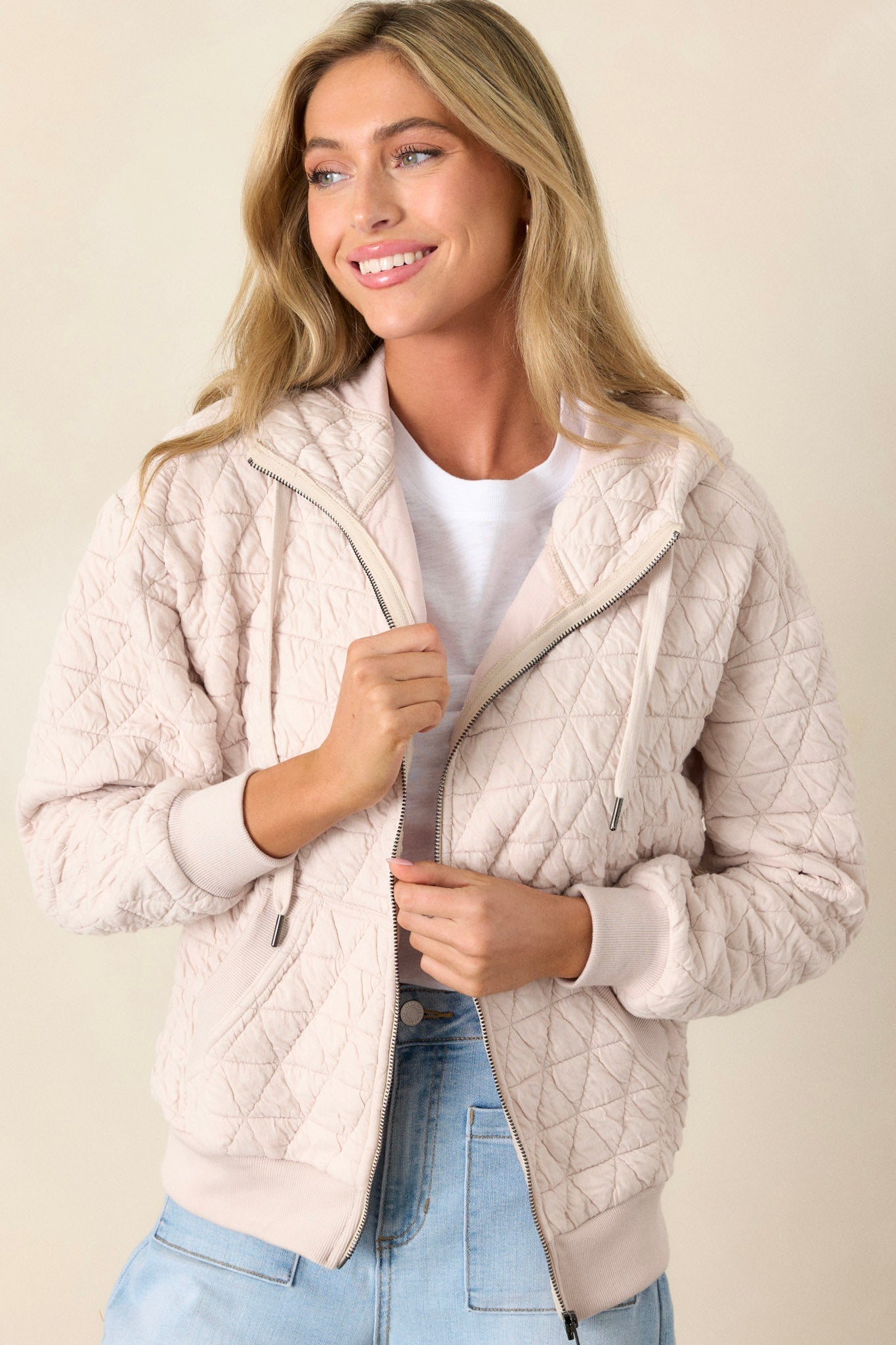 Stormy Skies Ivory Quilted Jacket