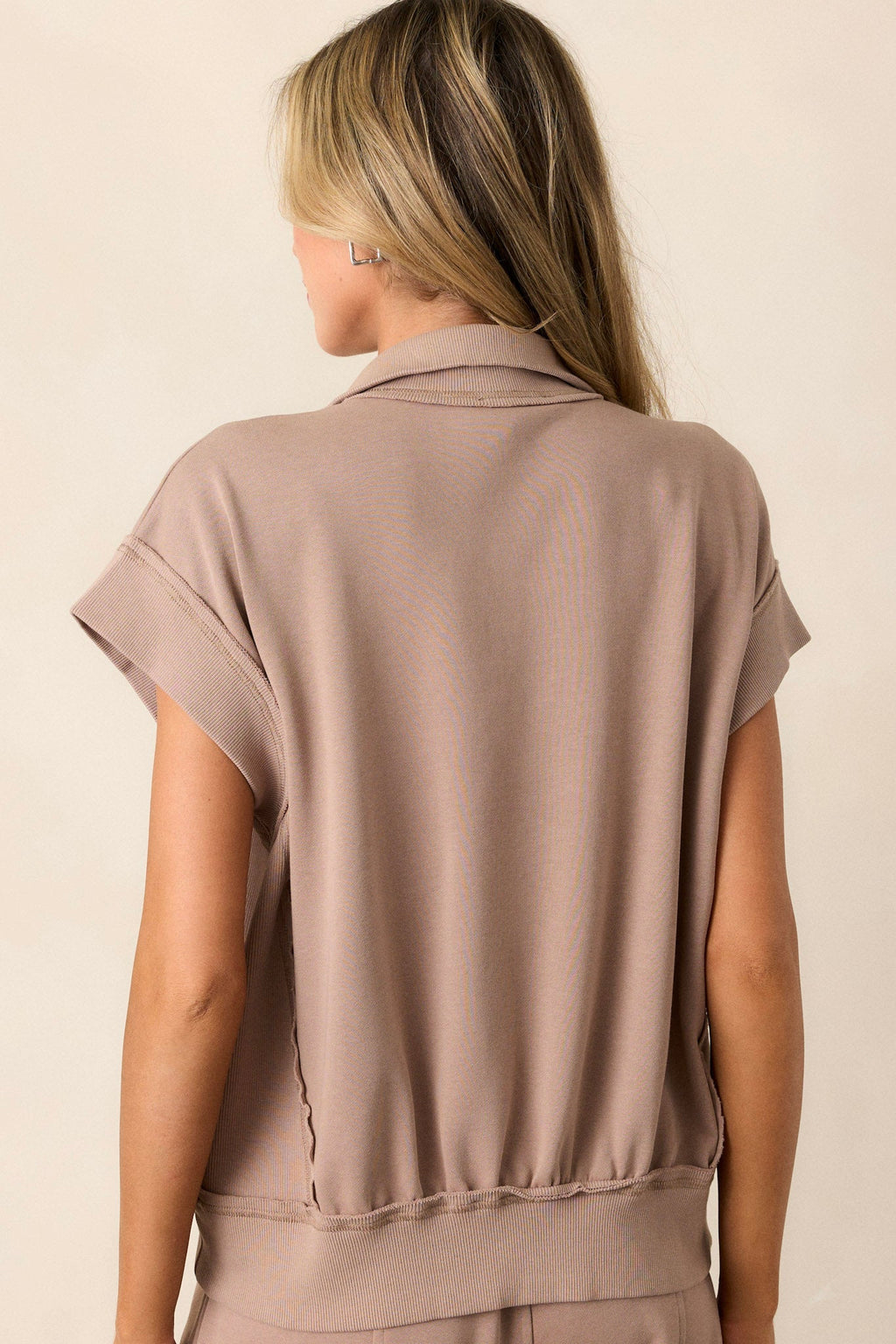 In The Know Cotton Light Mocha Half-Zip Pullover