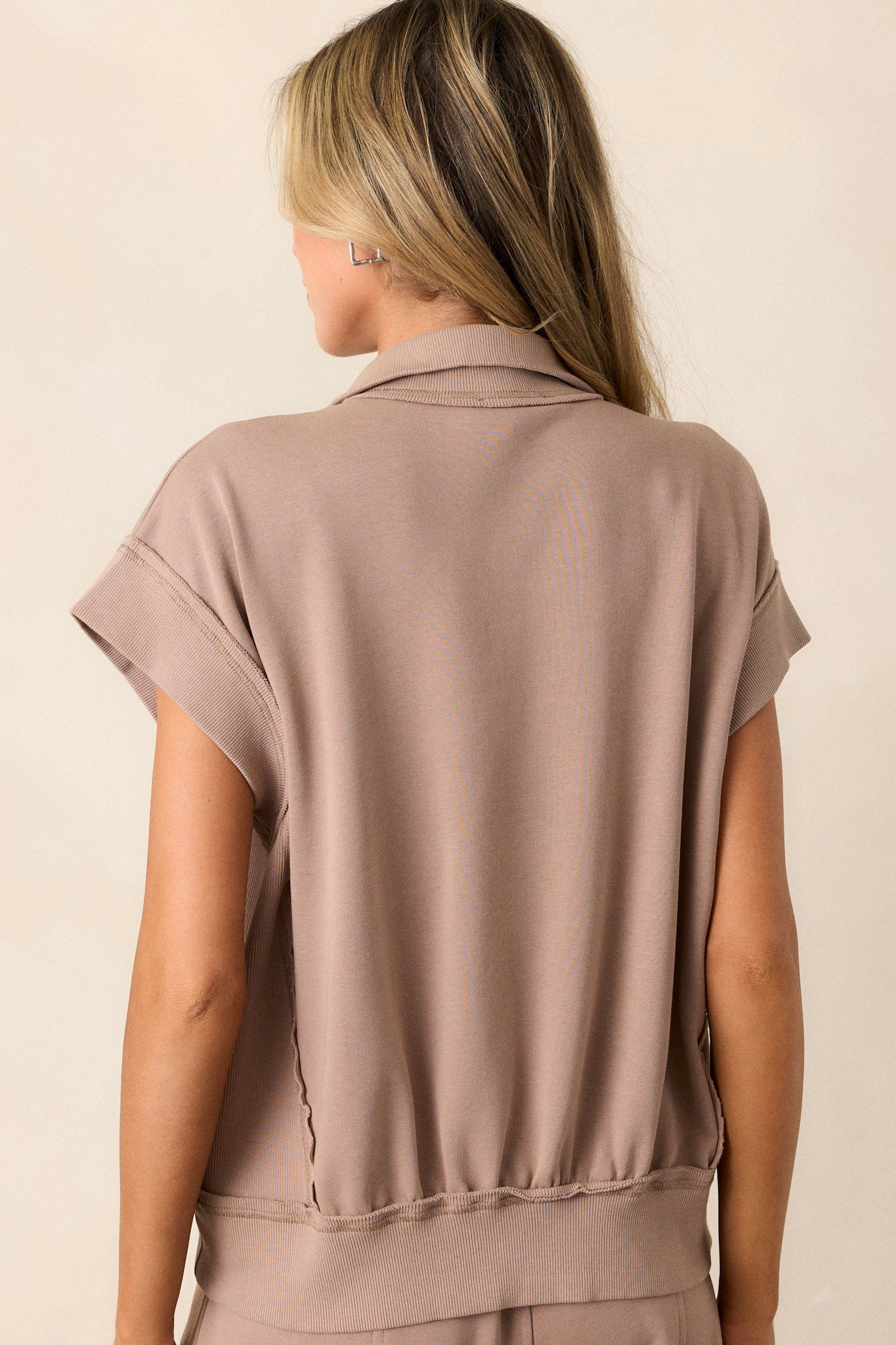 In The Know Cotton Light Mocha Half-Zip Pullover