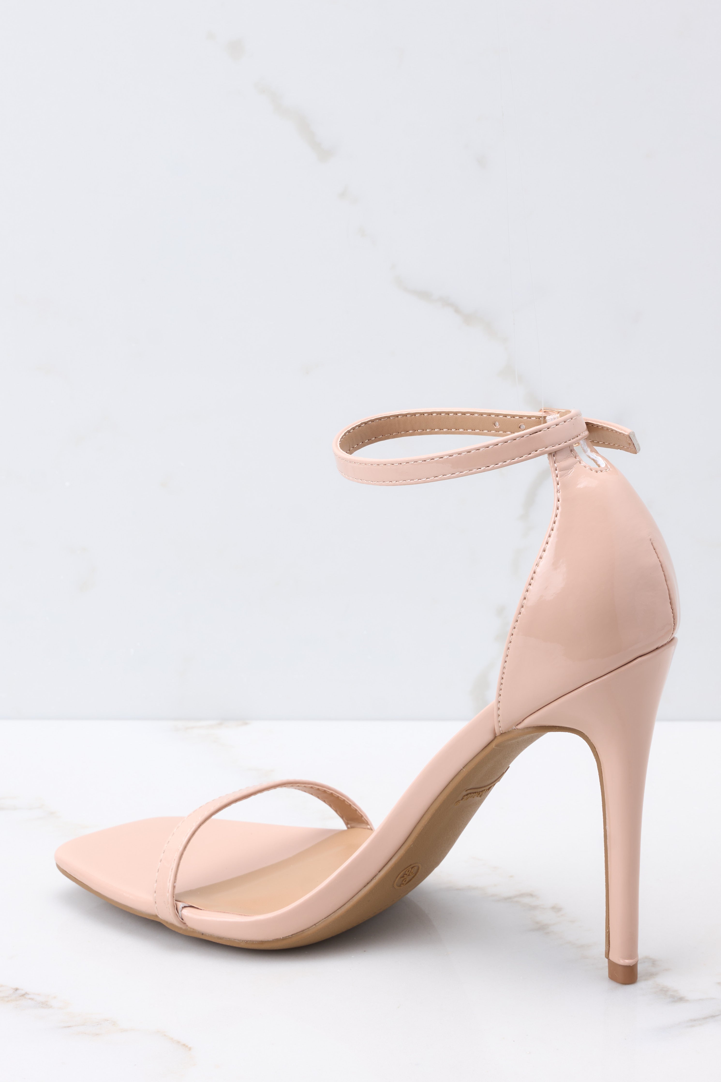 Walking Away Nude Patent Ankle Strap High Heel Sandals
