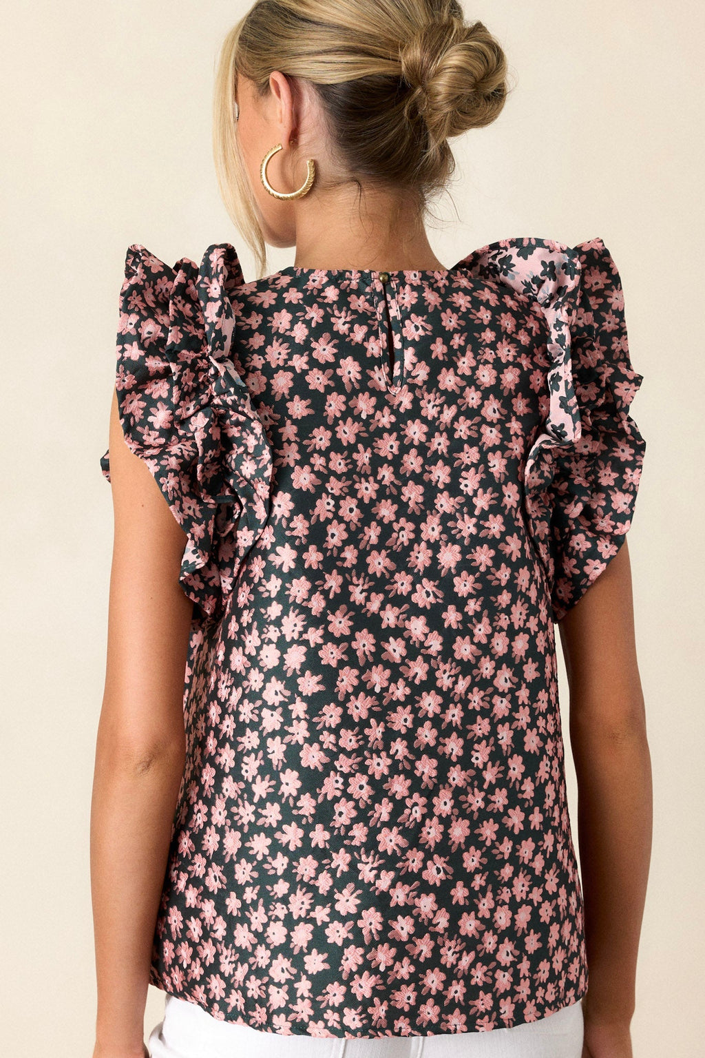 Mystic Twilight Hunter Green Floral Jacquard Sleeveless Top