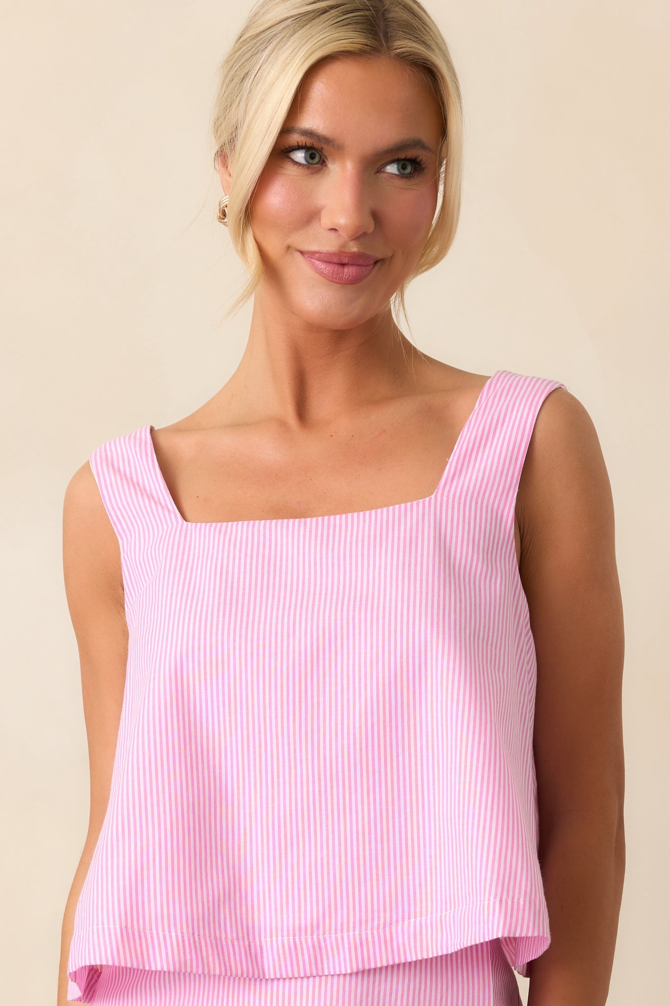 Lola Peony Pink Stripe Cotton Crop Top