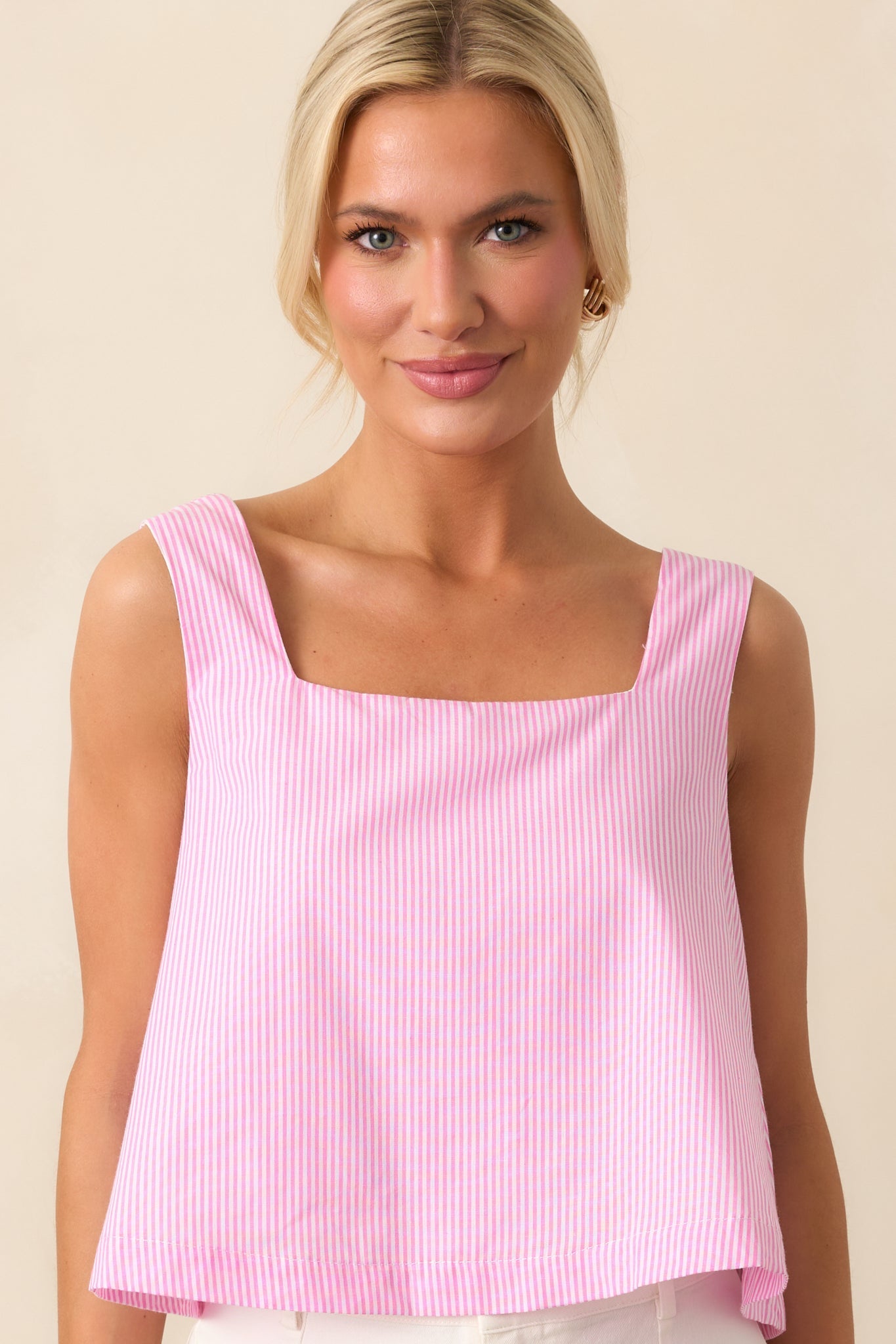 Lola Peony Pink Stripe Cotton Crop Top