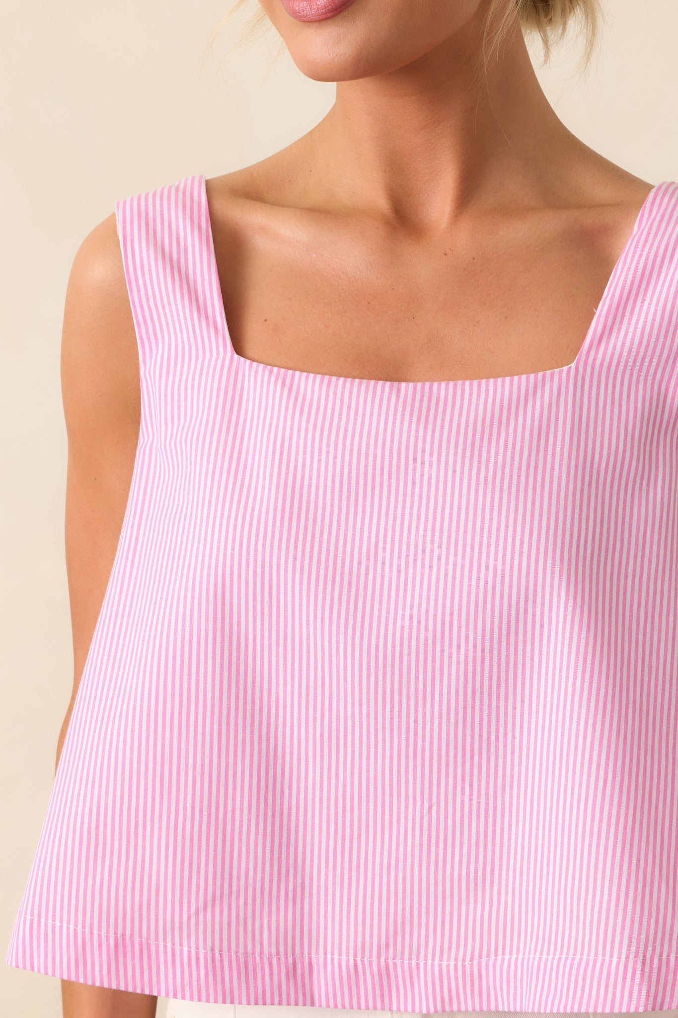 Lola Peony Pink Stripe Cotton Crop Top