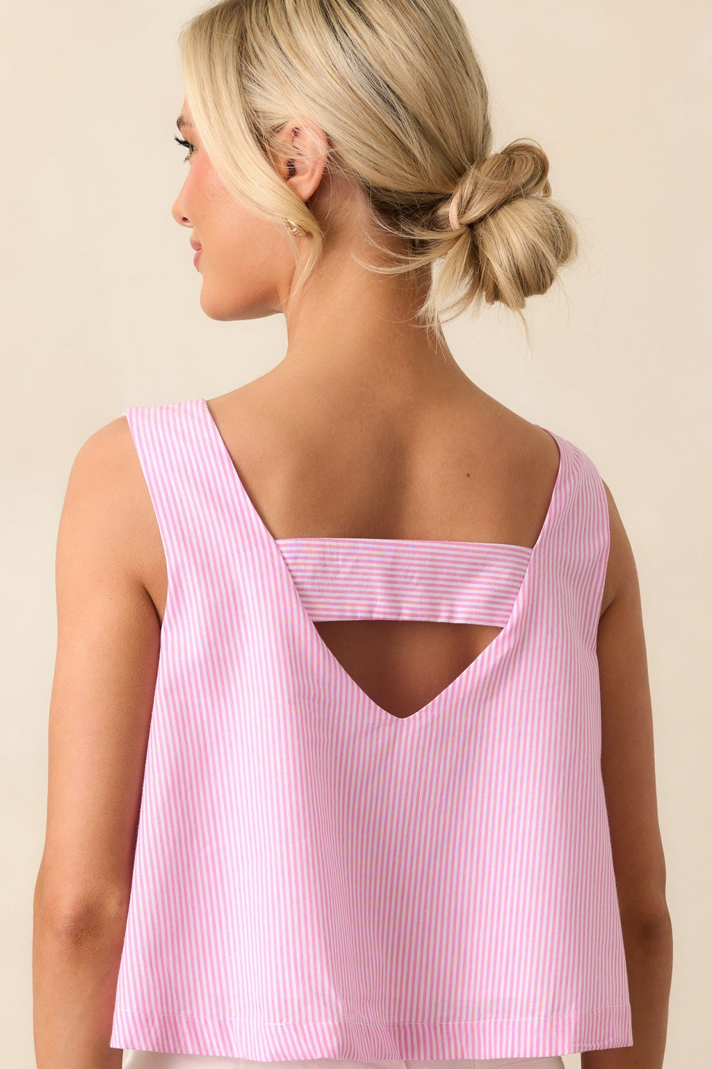 Lola Peony Pink Stripe Cotton Crop Top