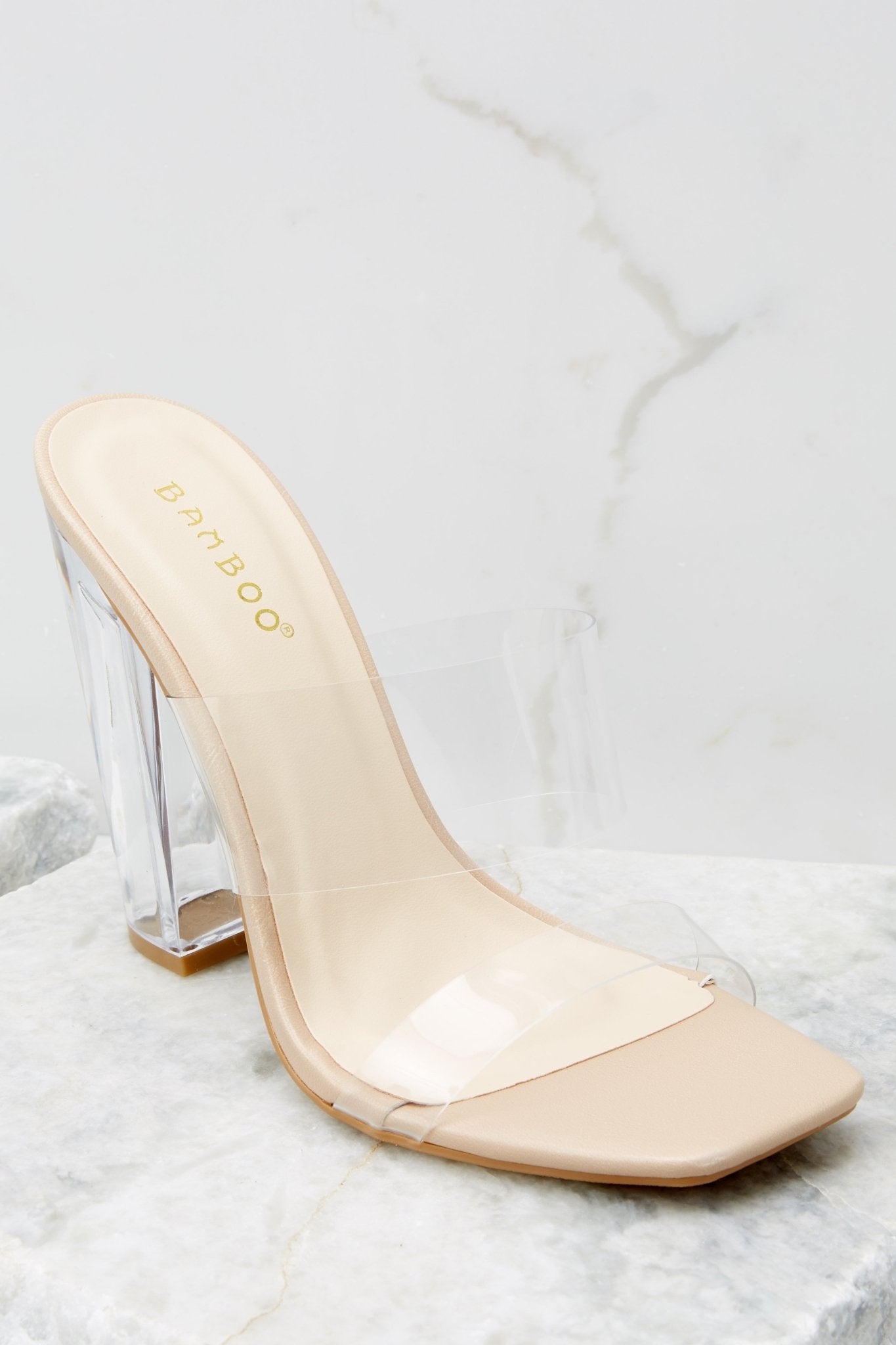 Grand Entrance Nude Matte And Clear Heels