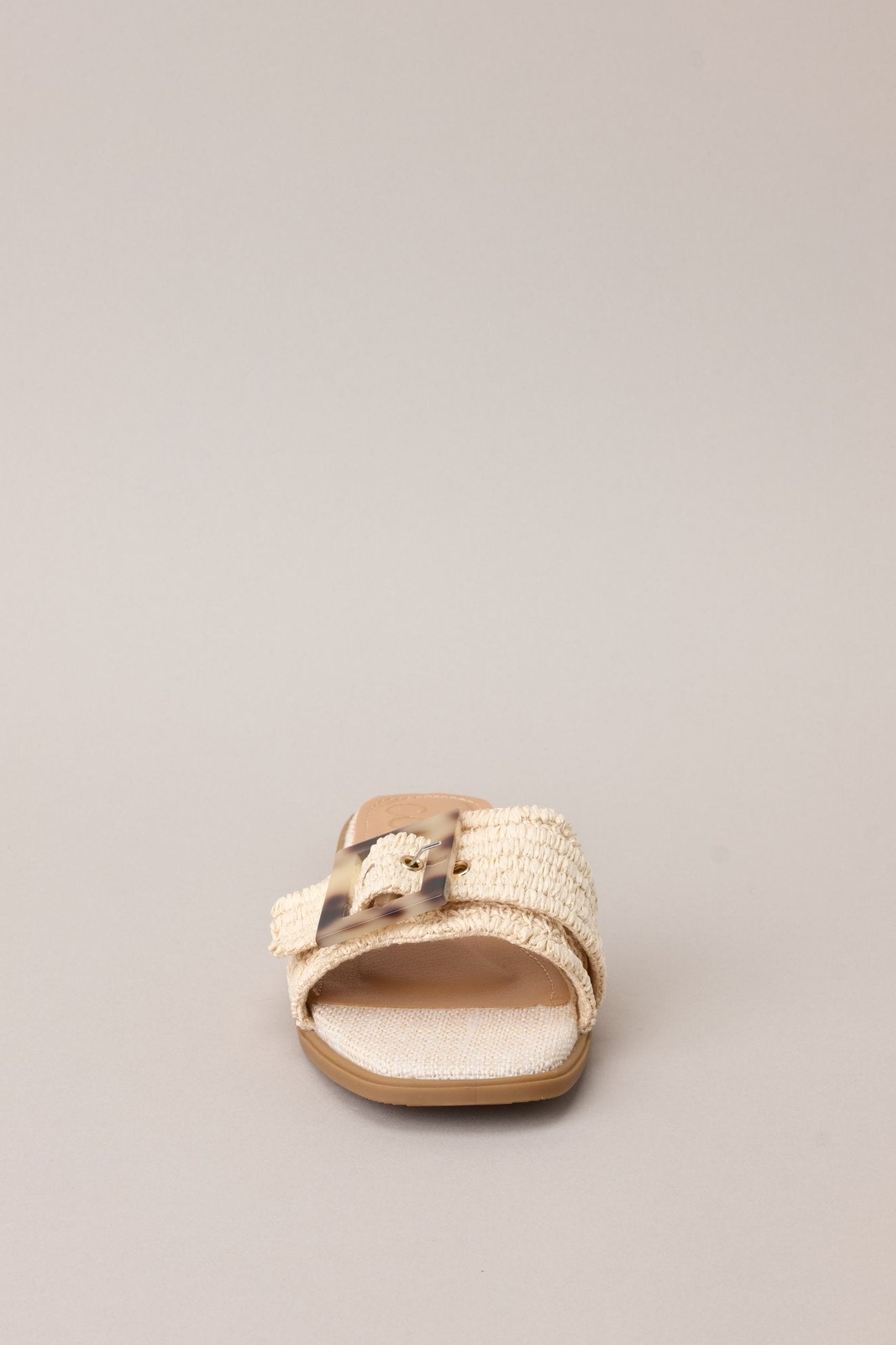 Now What Beige Woven Buckle Sandals