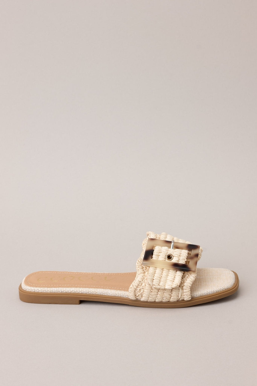 Now What Beige Woven Buckle Sandals