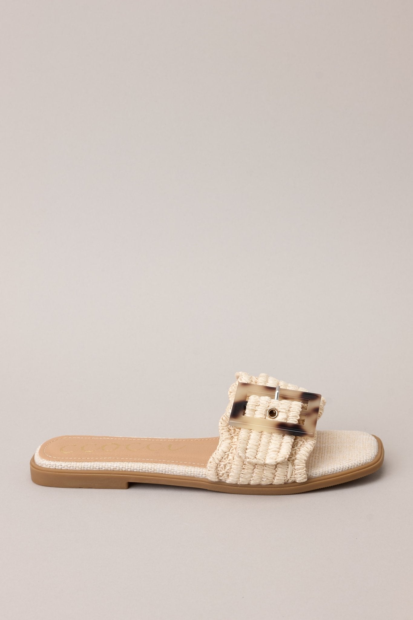 Now What Beige Woven Buckle Sandals