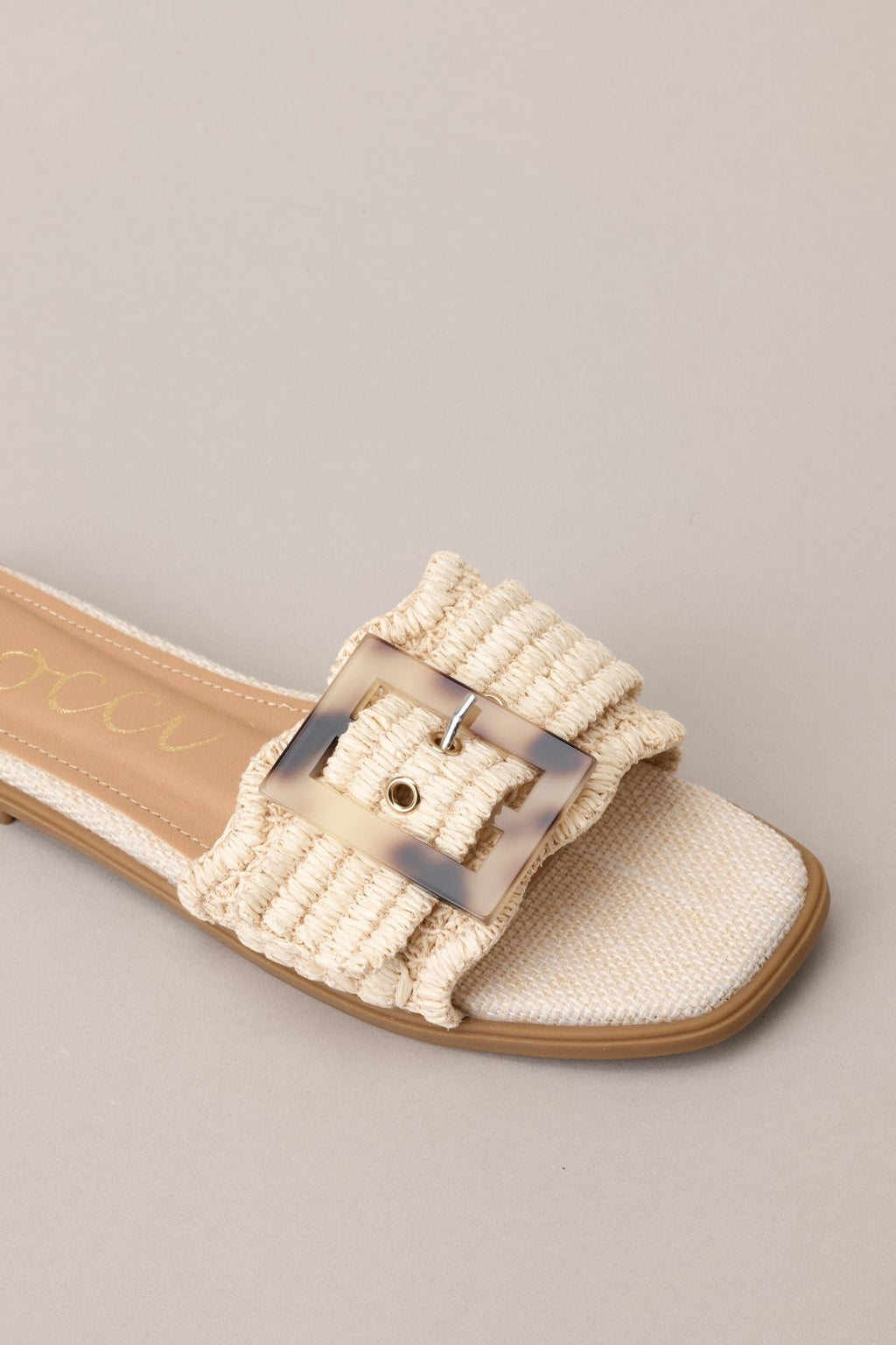 Now What Beige Woven Buckle Sandals