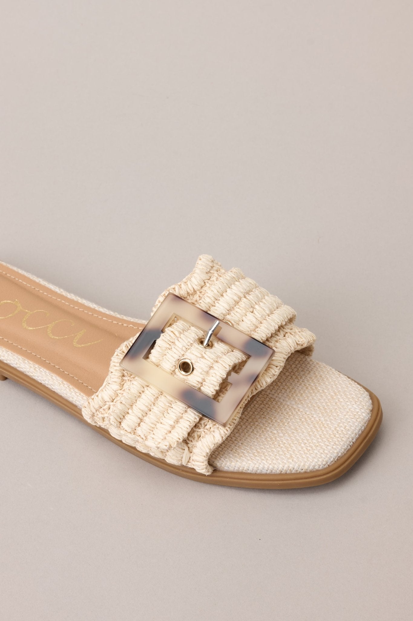 Now What Beige Woven Buckle Sandals