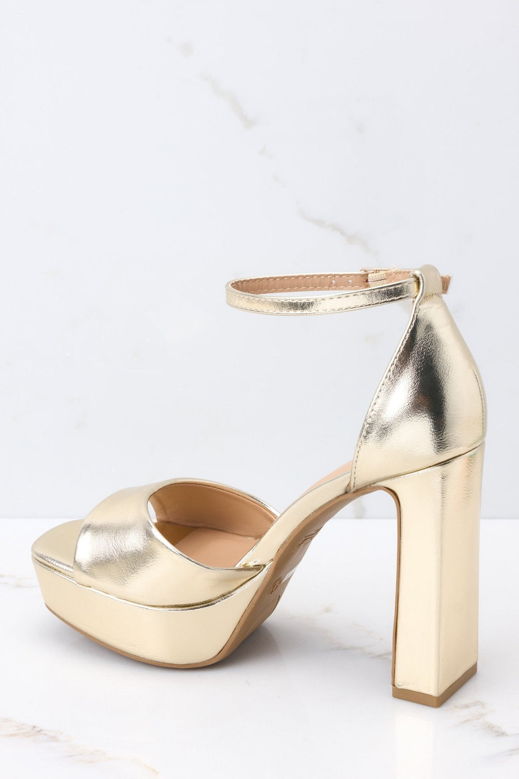 Shine Over Gold Ankle Strap Heels